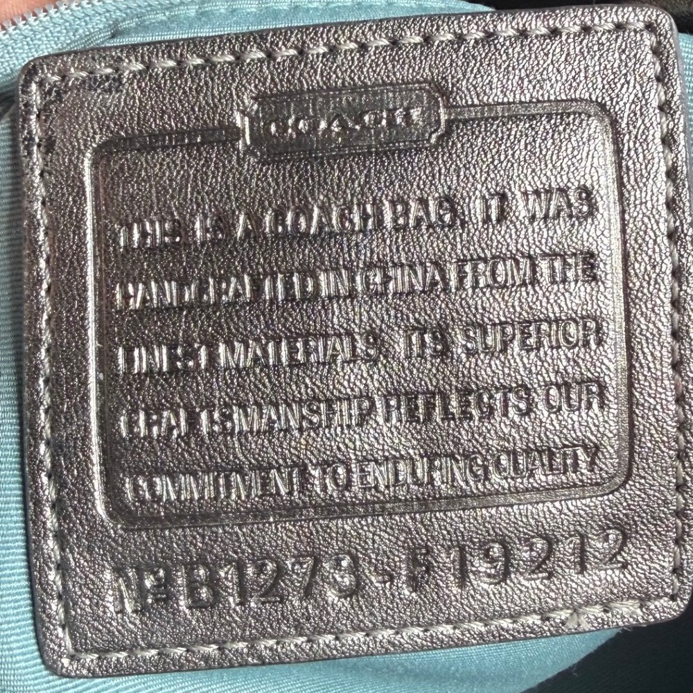 Coach Starfish Beach Canvas Tote Bag Silver Metallic Leather Trim F19212 - Picture 13 of 13